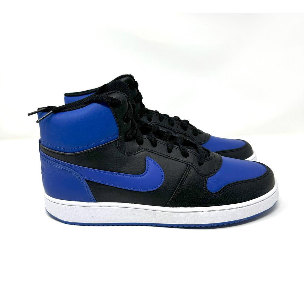 Nike Men Shoes Ebernon Mid Black/Game Royal/White 10.5 - Picture 3 of 7